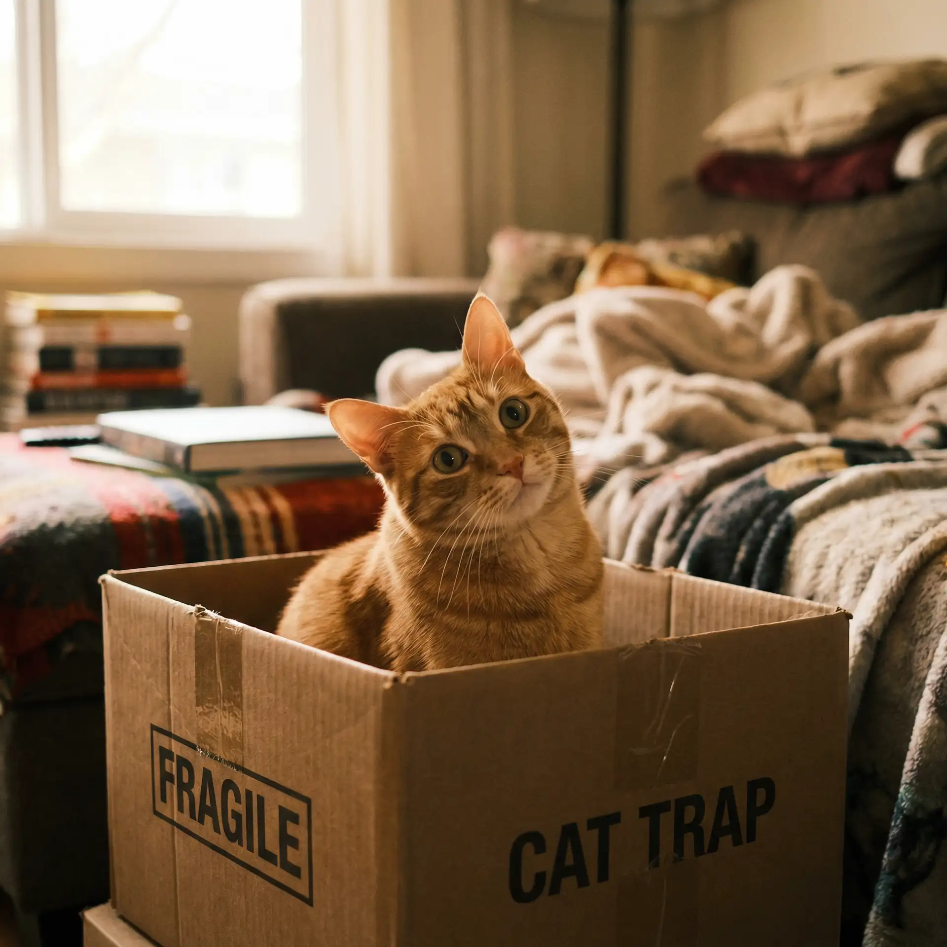 橘猫躲在纸箱里 - 新播网钙片